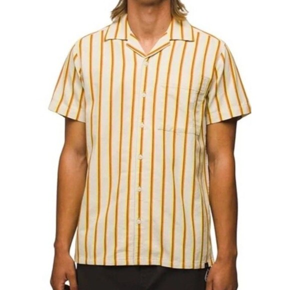 Prana NEW Unisex (MXL , WXXL) Mantra Heritage SLIM Organic Button Shirt Striped - Picture 3 of 14